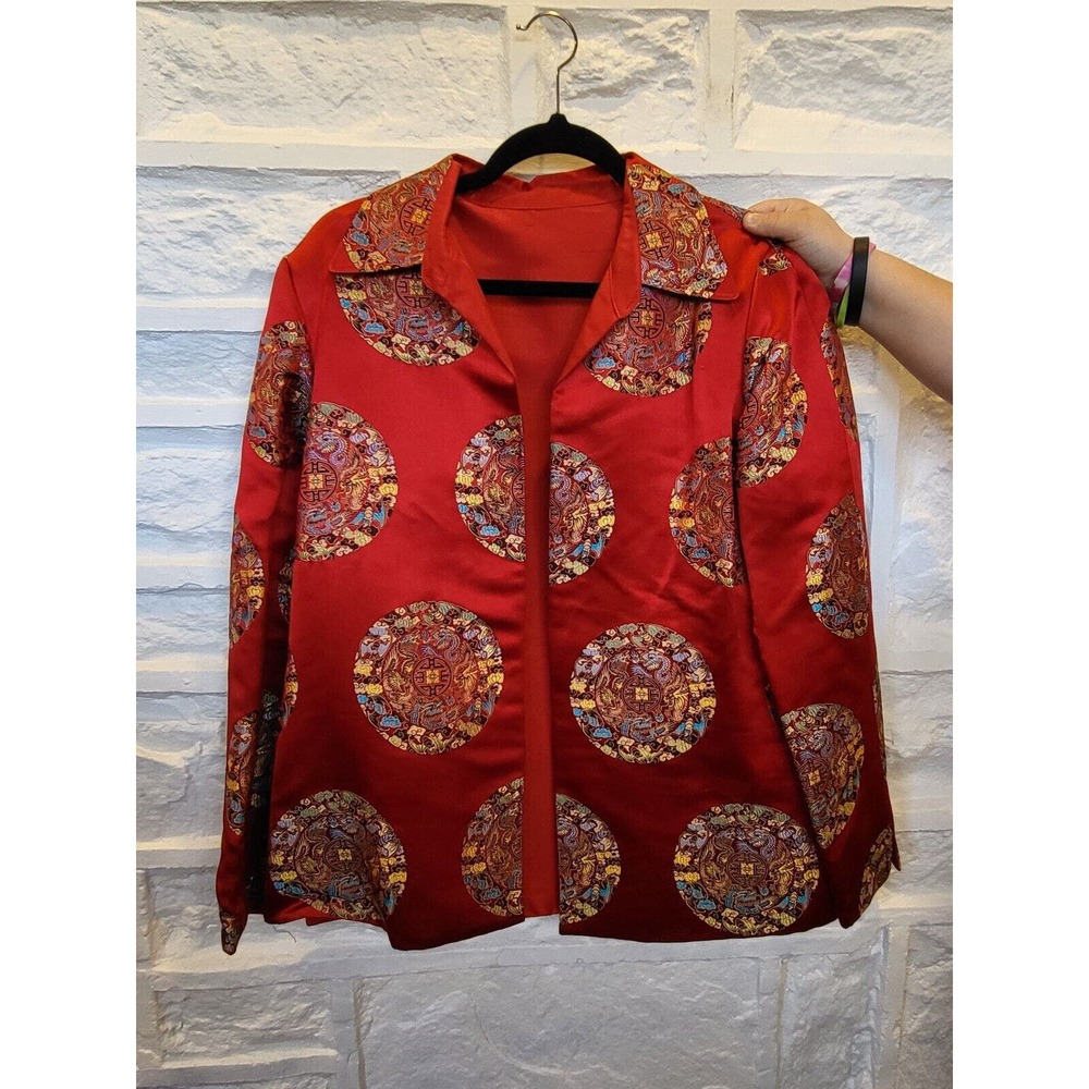 Vintage Asian Brocade Red Satin reversible Jacket